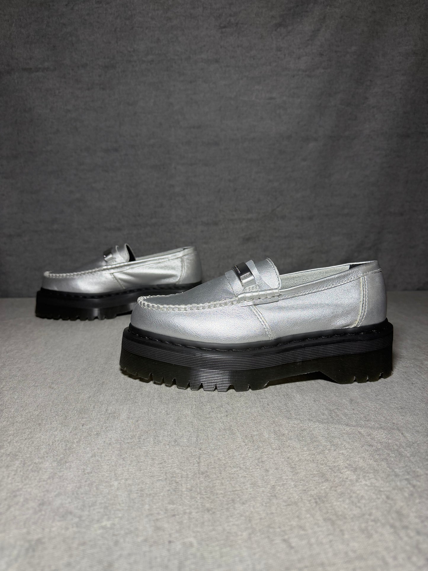 Dr. Martens Penton II Quad Platform Loafer - Silver Metallic Size 40