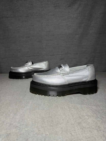 Dr. Martens Penton II Quad Platform Loafer - Silver Metallic Size 40