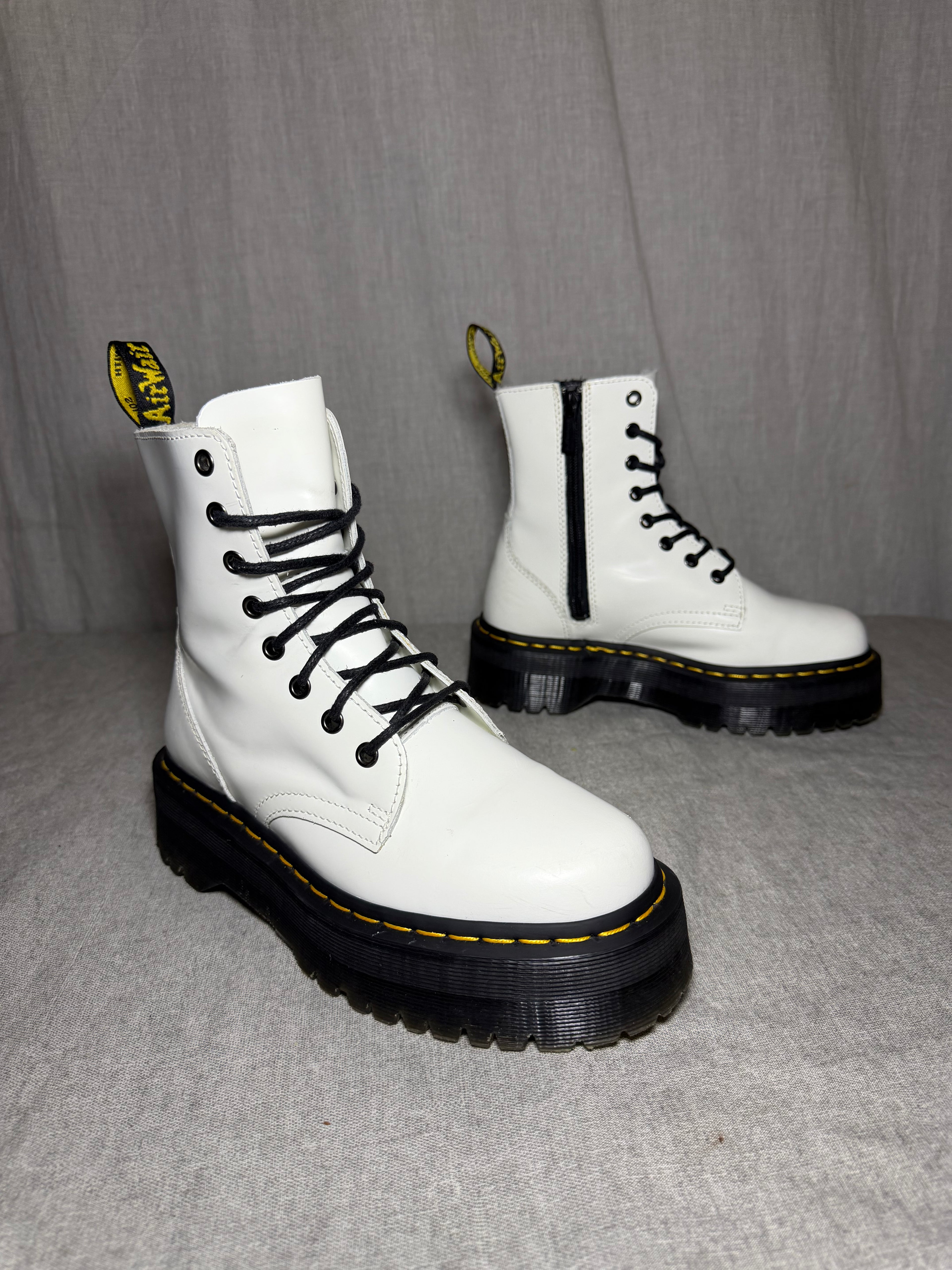 Dr. Martens White Jadon Polished Smooth Leather Platform Boots EU 38 - Very Good