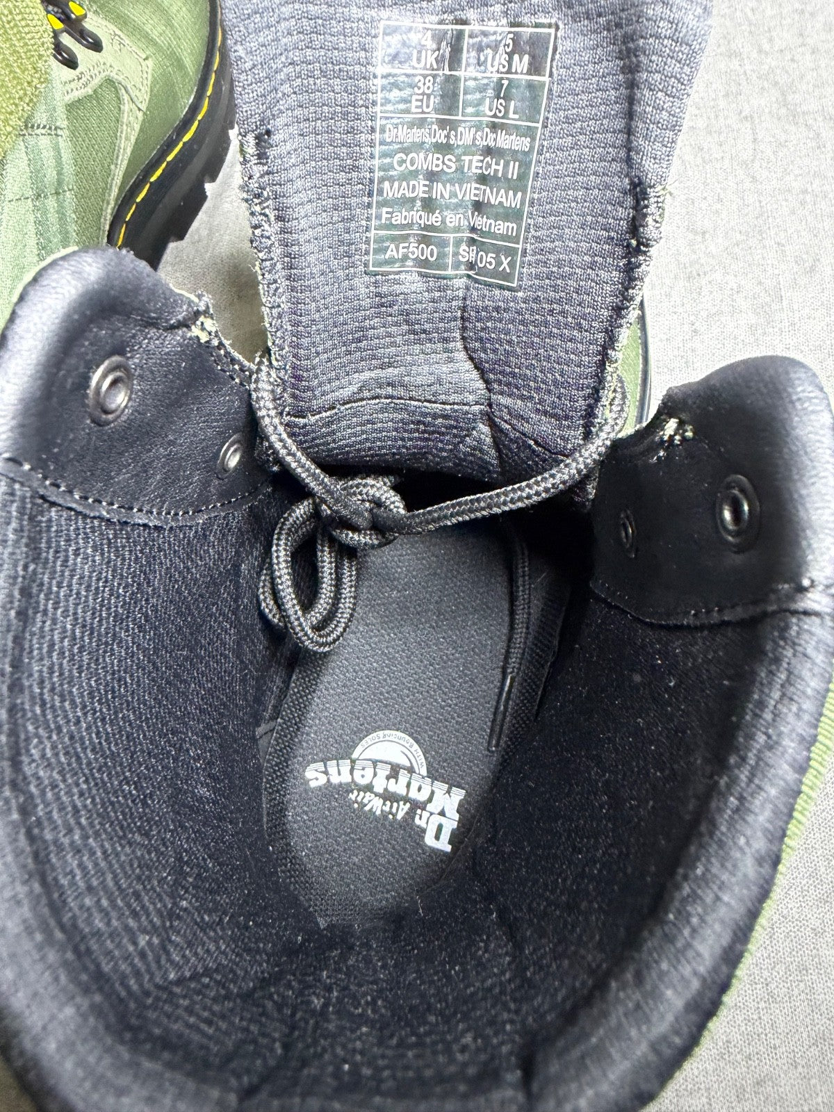 Dr Martens Combs Tech II Utility Boots Khaki Green Ripstop Womens EU 37 US 6 New
