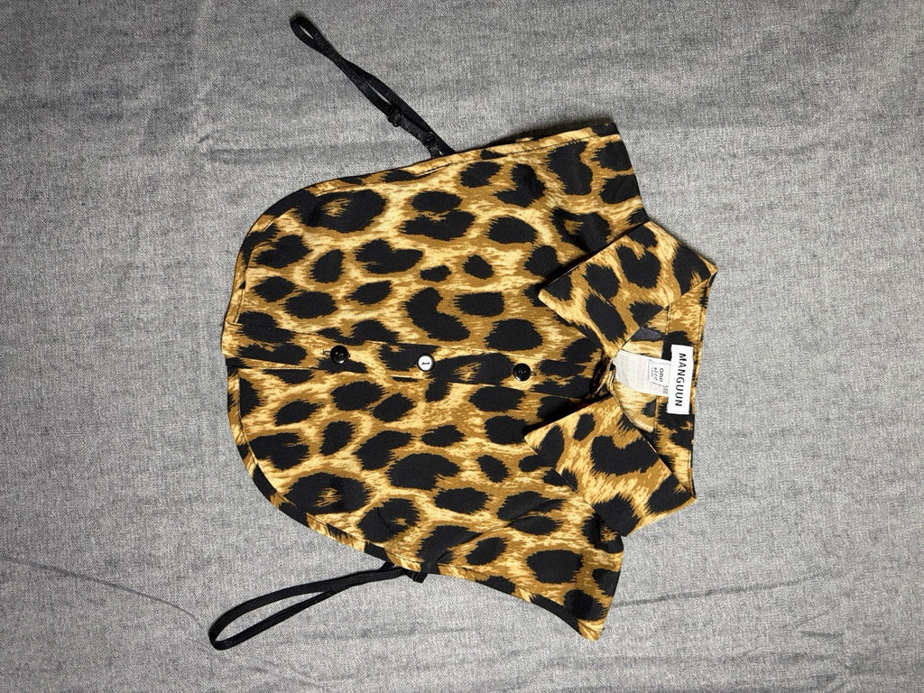 MANGUUN Leopard Print Detachable Fake Collar One Size 100% Viscose