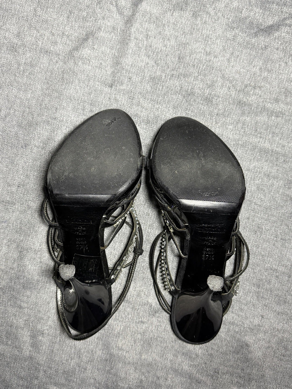 BALDININI Italy Black Satin Crystal Embellished Platform Heels - EUR 37.5