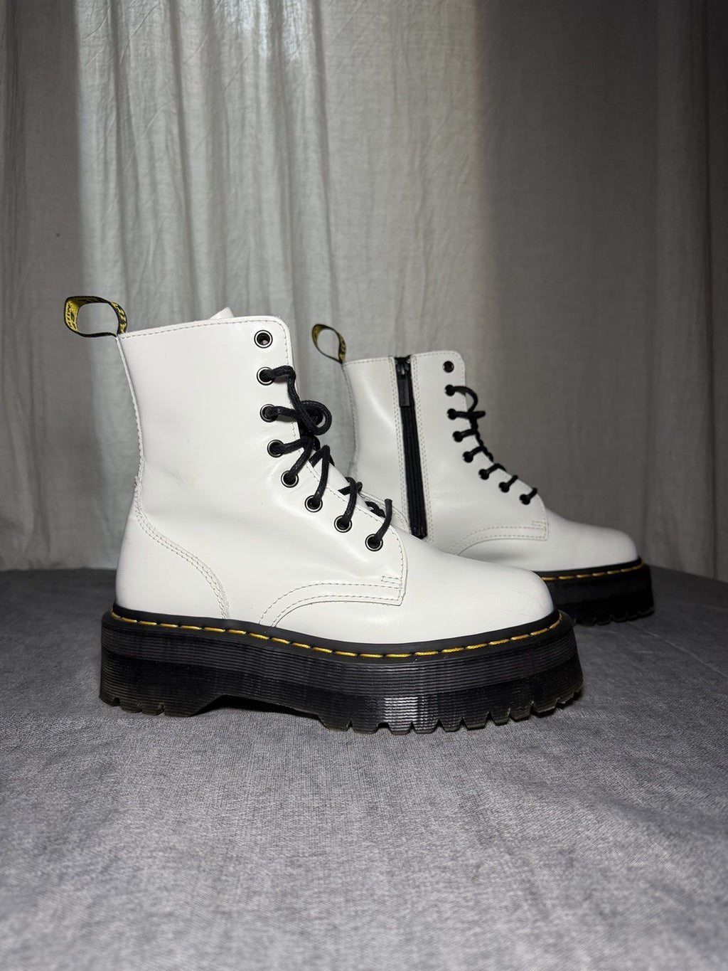 Dr. Martens Jadon White Polished Leather Size 38 Very Good Used 