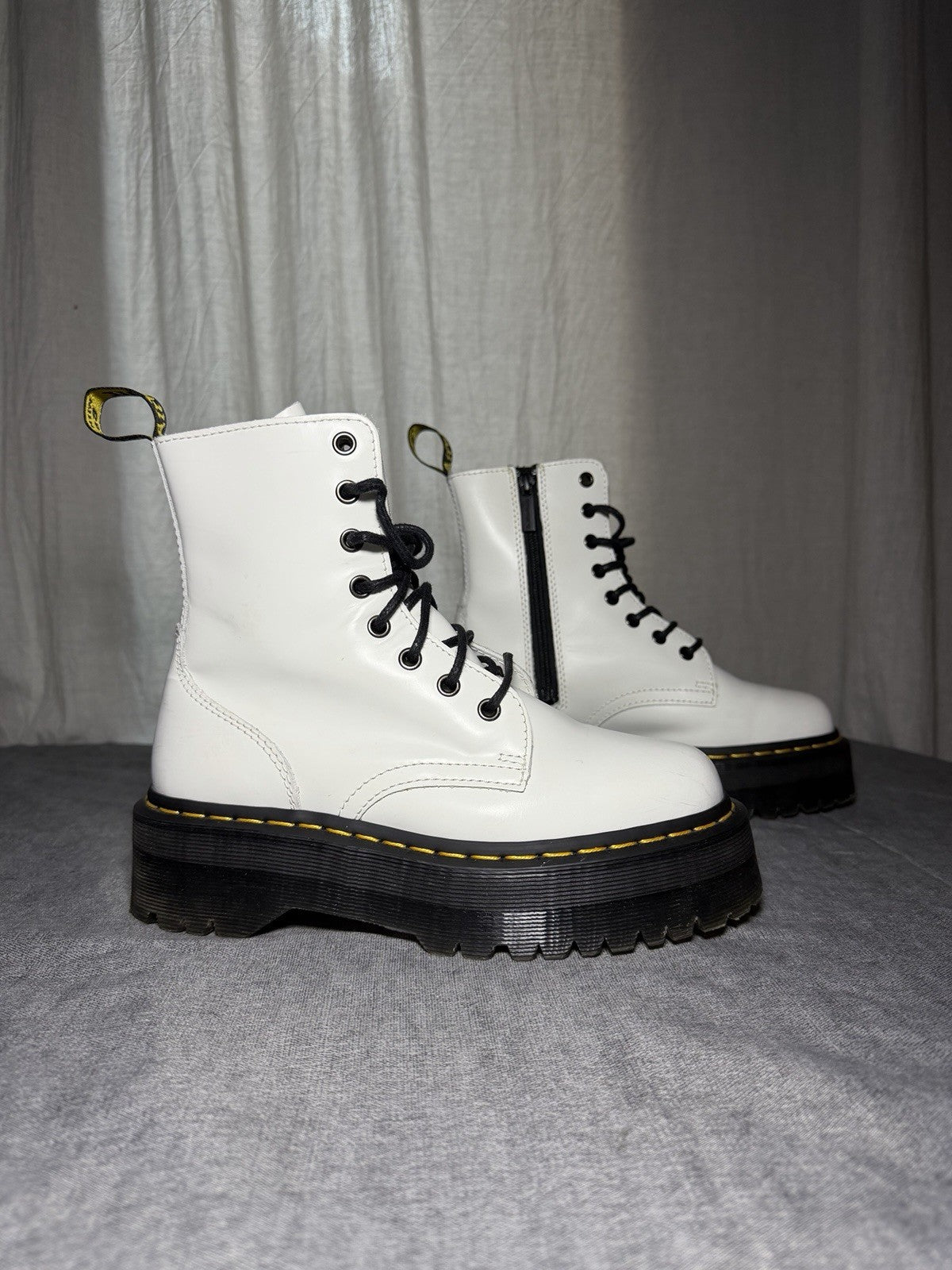 Dr. Martens Jadon White Polished Leather Size 38 Very Good Used 