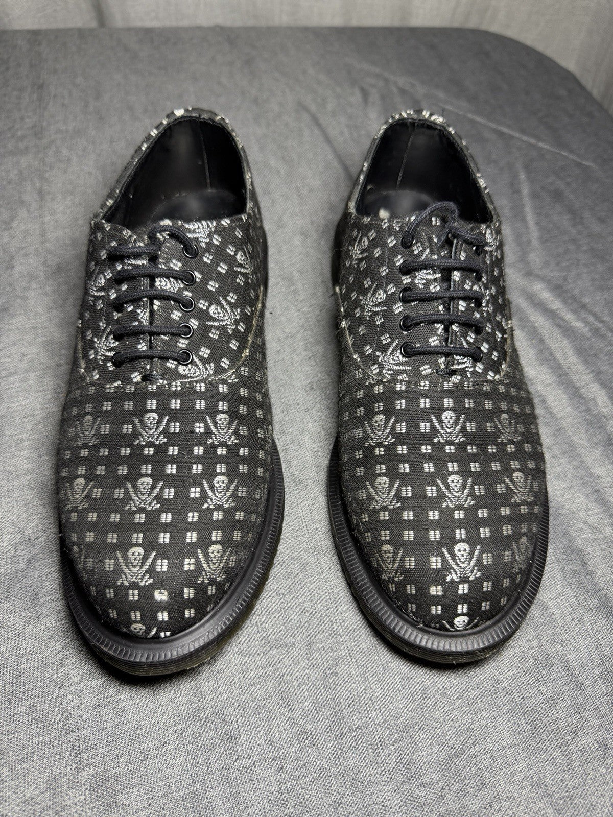 Dr. Martens Briar Oxford Shoes Black Skull Crossbones Canvas Size UK 3 EU 36