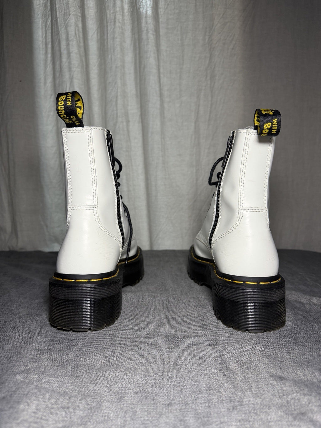 Dr. Martens Jadon White Polished Leather Size 38 Very Good Used 