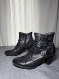 CAPRICE Black Leather Ankle Boots - EUR 38 UK 5 - "Walking on Air" Technology