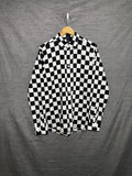 Forever 21 Men's S Black White Checkered Checkerboard Long Sleeve Button Down
