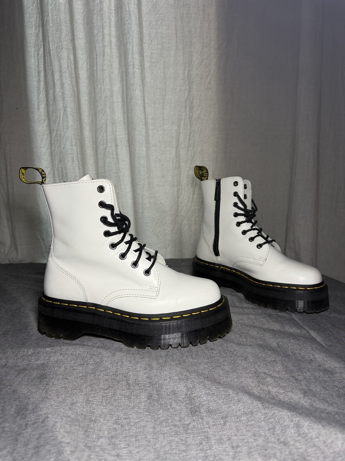 Dr. Martens Jadon White Polished Leather Size 38 Very Good Used 