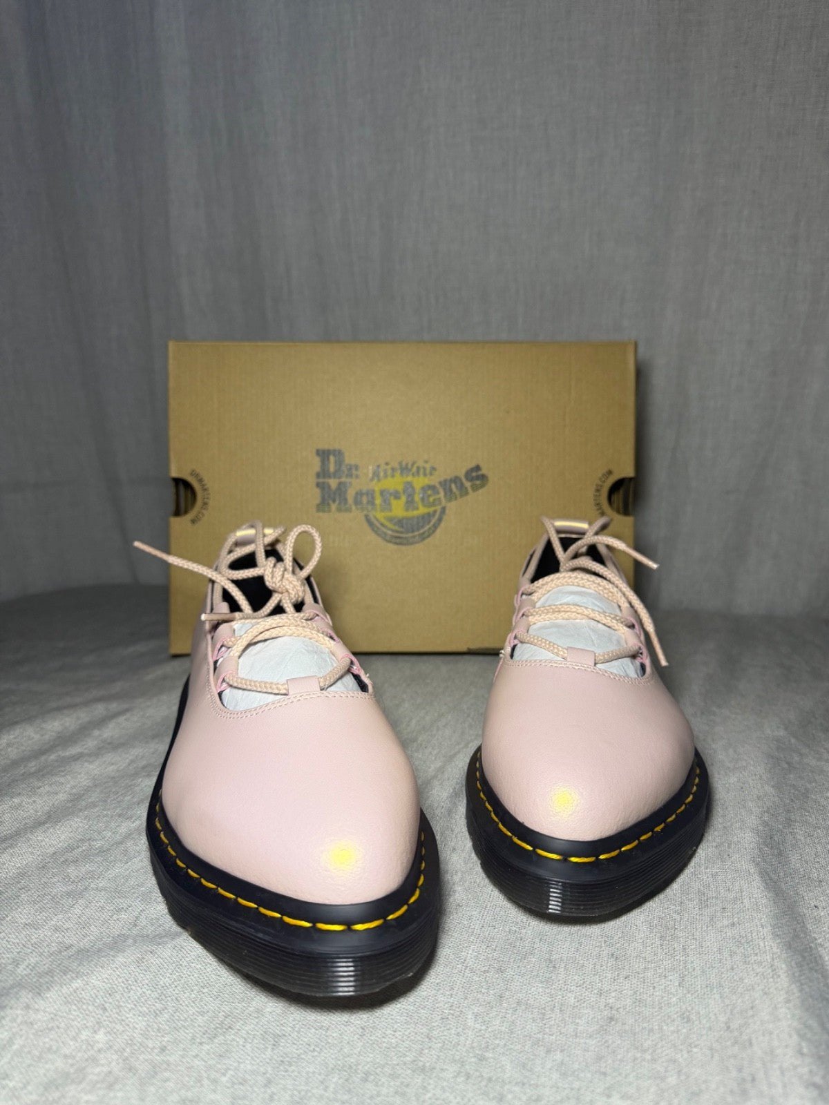 Dr. Martens Elphie II Powder Pink Iridescent Lace Up Ballet Flats EU 43 US 11