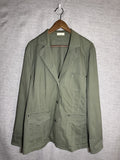 Bonita Women's Size 48 Olive Green Utility Blazer Jacket Contrast Stitch Cotton