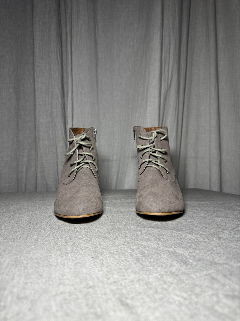 Anna Field Taupe Faux Suede Lace Up Heel Ankle Boots Womens EU 39 US 8.5