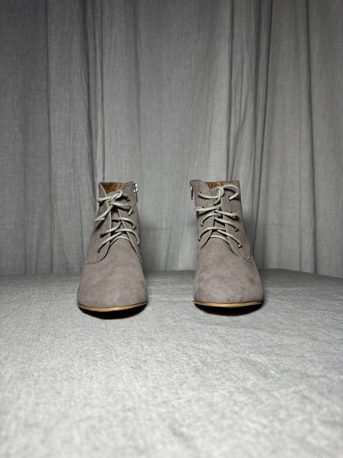 Anna Field Taupe Faux Suede Lace Up Heel Ankle Boots Womens EU 39 US 8.5