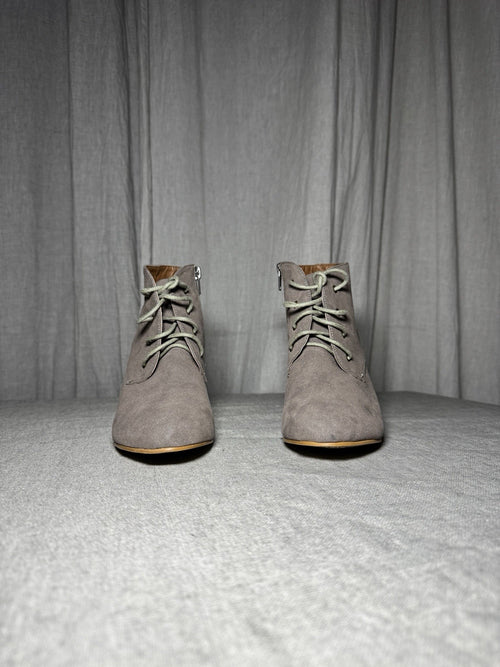 Anna Field Taupe Faux Suede Lace Up Heel Ankle Boots Womens EU 39 US 8.5