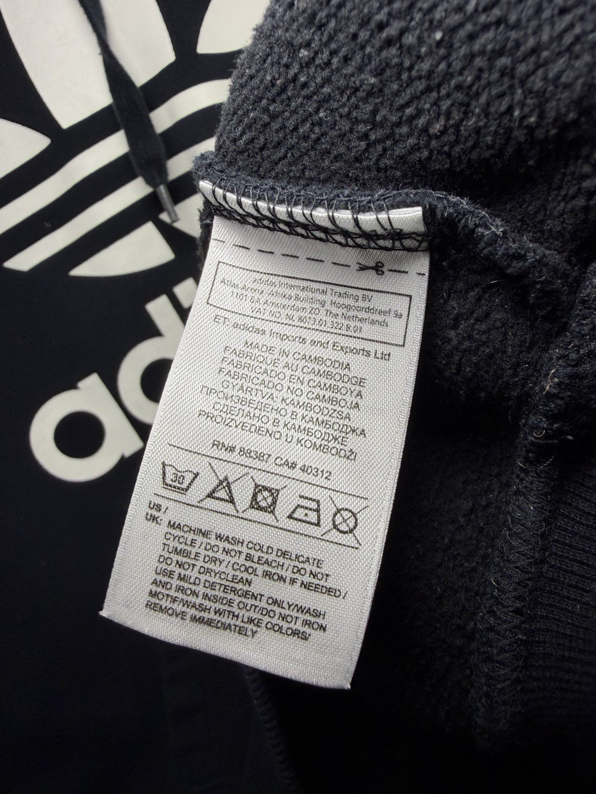 Adidas Men's S Black Trefoil Logo Pullover Hoodie Sweatshirt