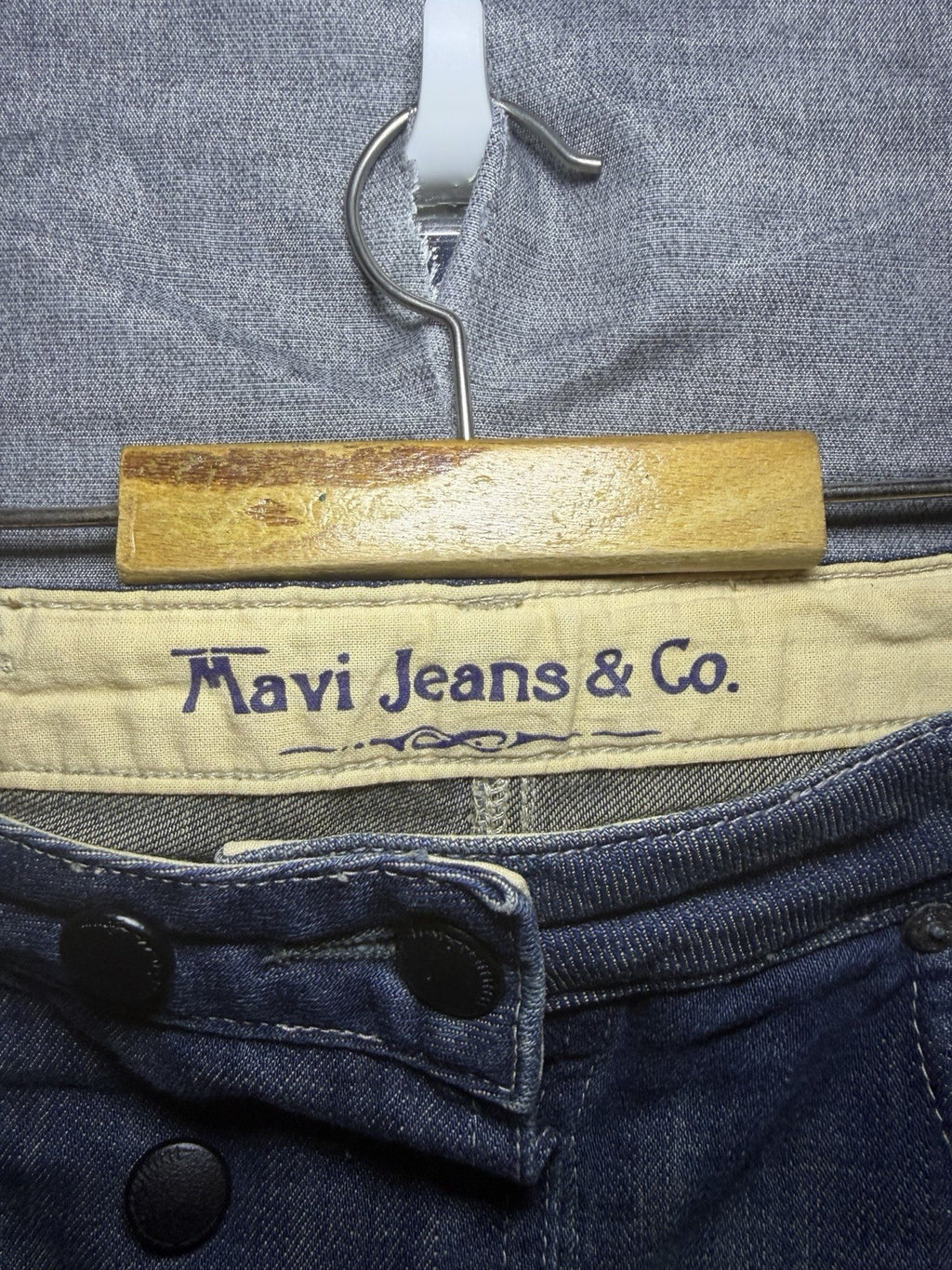 Mavi Jeans & Co Lilian Denim Skirt Size L Blue Button Front Faded 100% Cotton