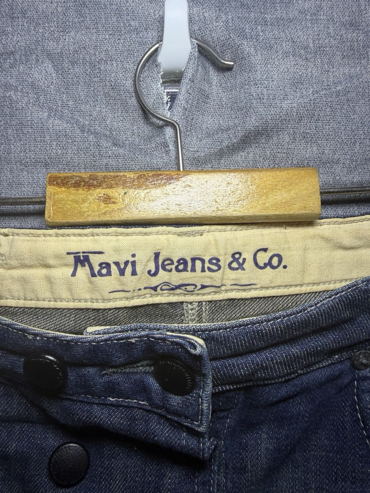 Mavi Jeans & Co Lilian Denim Skirt Size L Blue Button Front Faded 100% Cotton