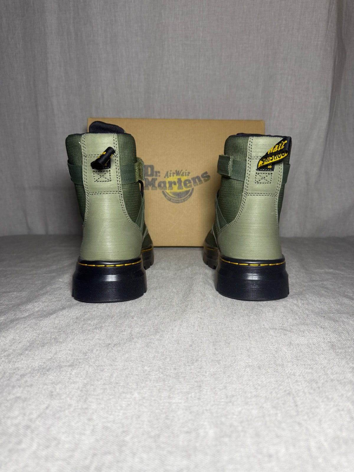 Dr Martens Combs Tech II Utility Boots Khaki Green Ripstop Womens EU 37 US 6 New