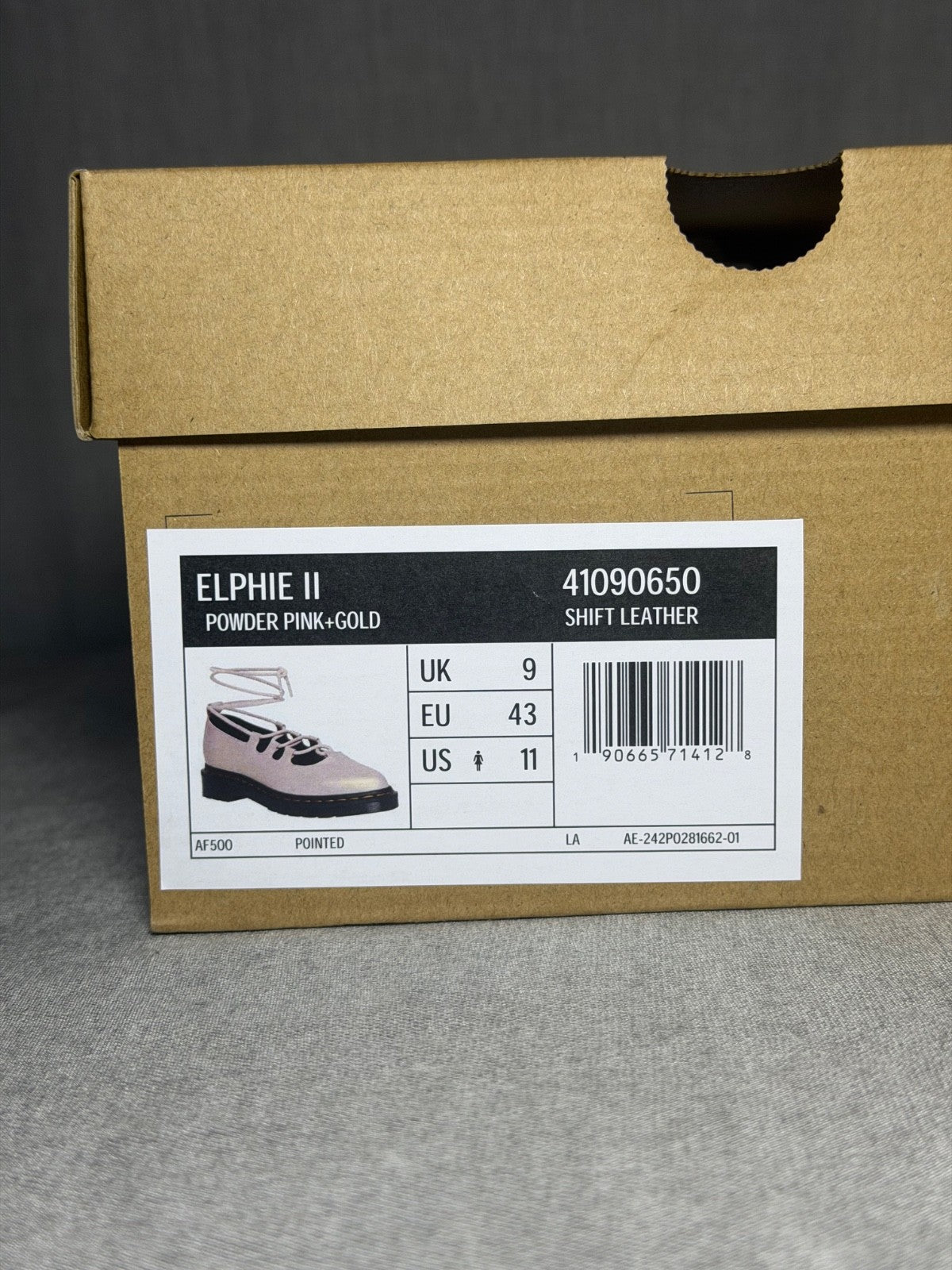 Dr. Martens Elphie II Powder Pink Iridescent Lace Up Ballet Flats EU 43 US 11
