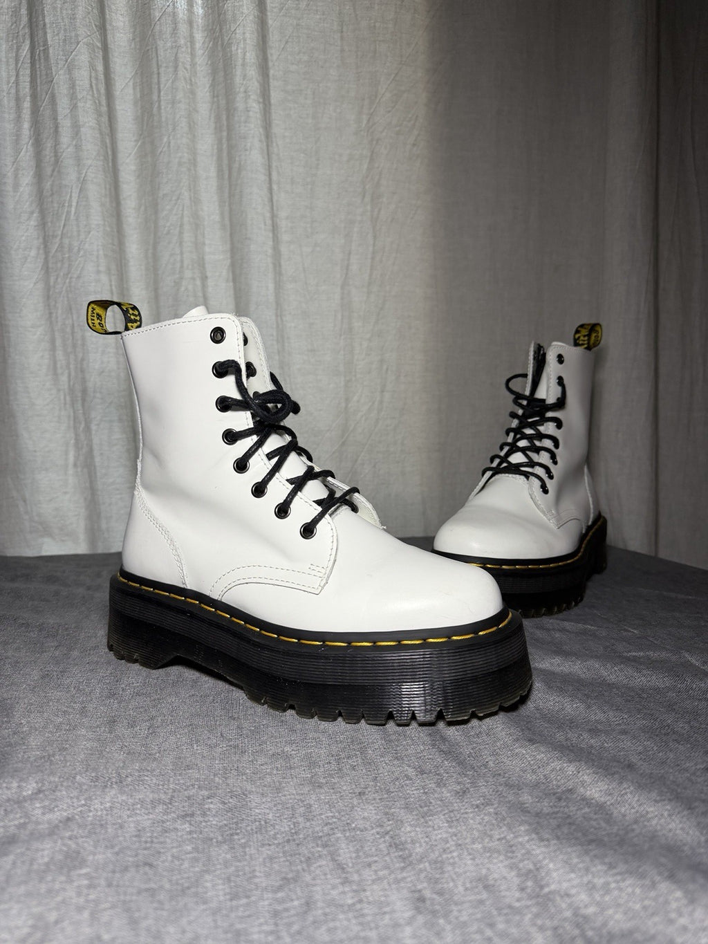 Dr. Martens Jadon White Polished Leather Size 38 Very Good Used 