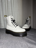 Dr. Martens Jadon White Polished Leather Size 38 Very Good Used 