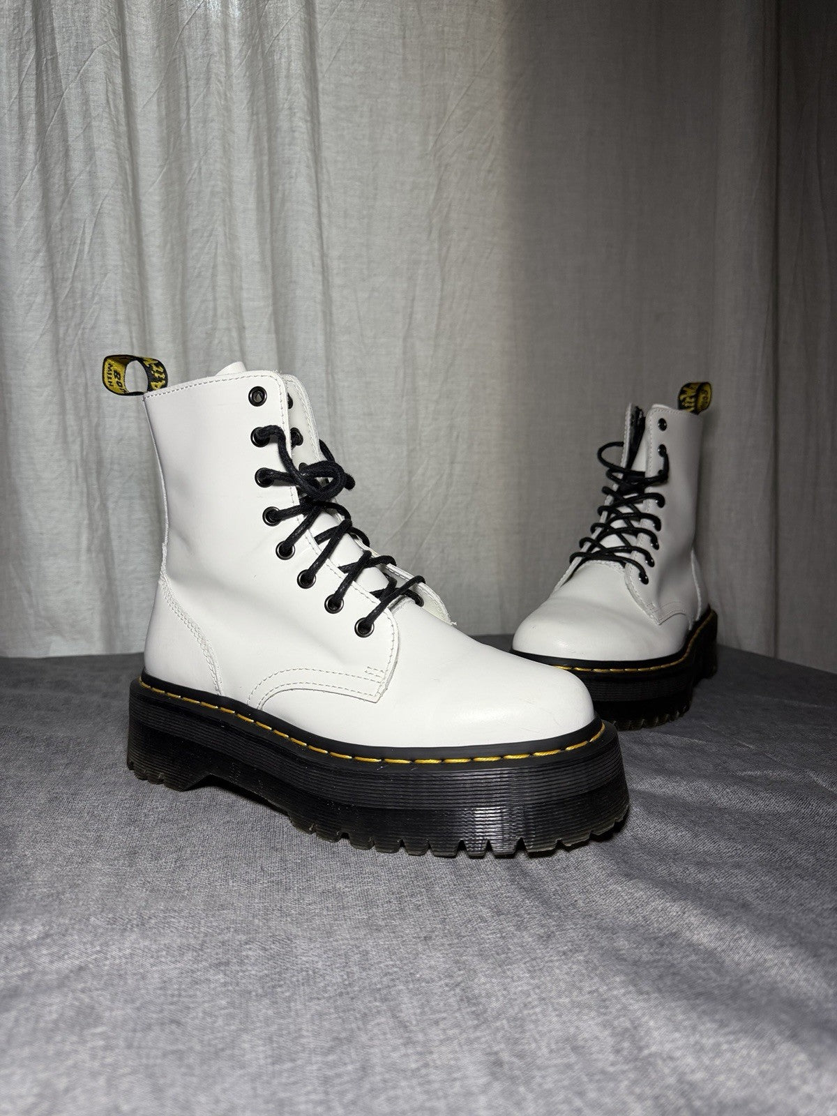 Dr. Martens Jadon White Polished Leather Size 38 Very Good Used 