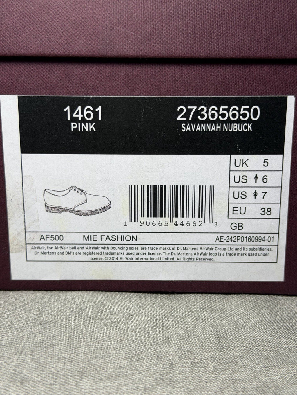 Dr. Martens Made In England 1461 Pink C. F. Stead PINK 27365650 SAVANNAH NUBUCK 