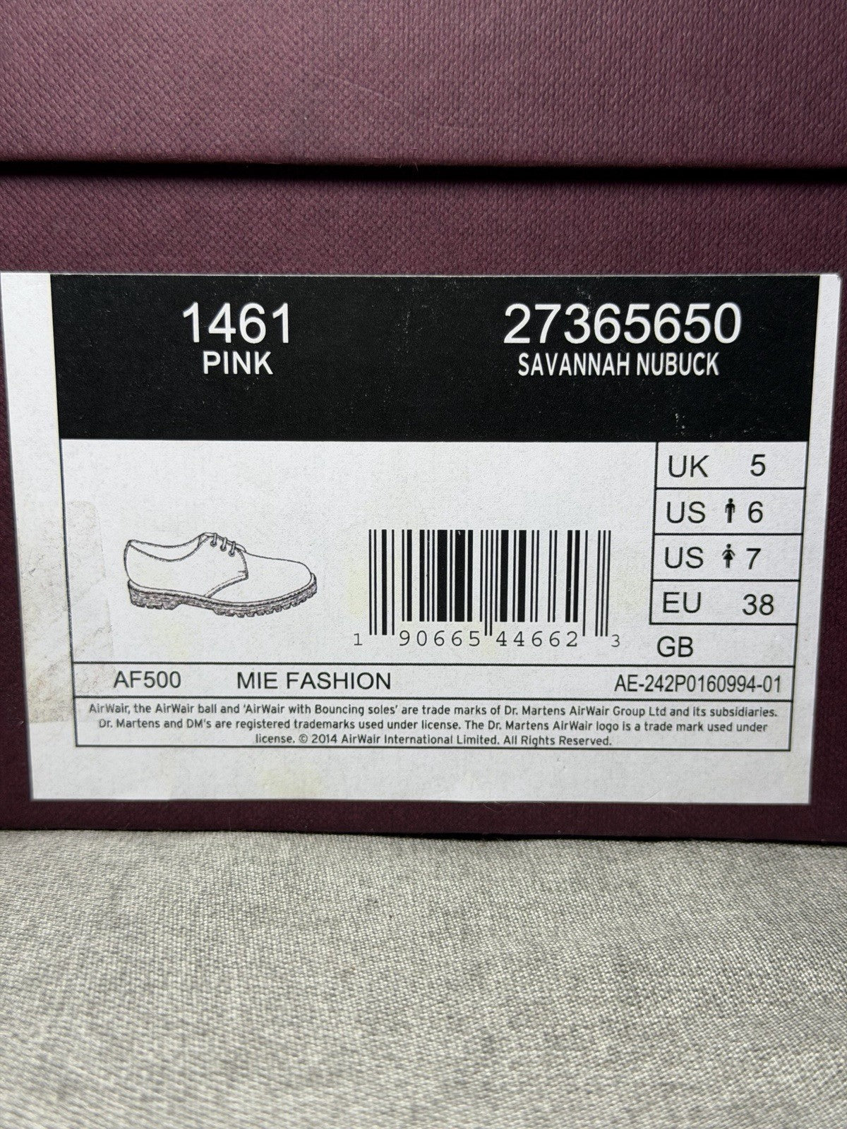 Dr. Martens Made In England 1461 Pink C. F. Stead PINK 27365650 SAVANNAH NUBUCK 