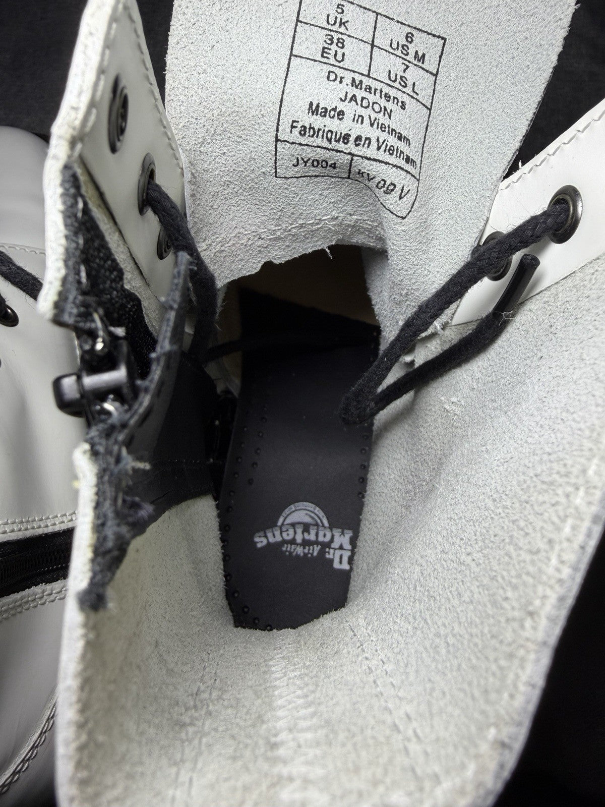 Dr. Martens Jadon White Polished Leather Size 38 Very Good Used 