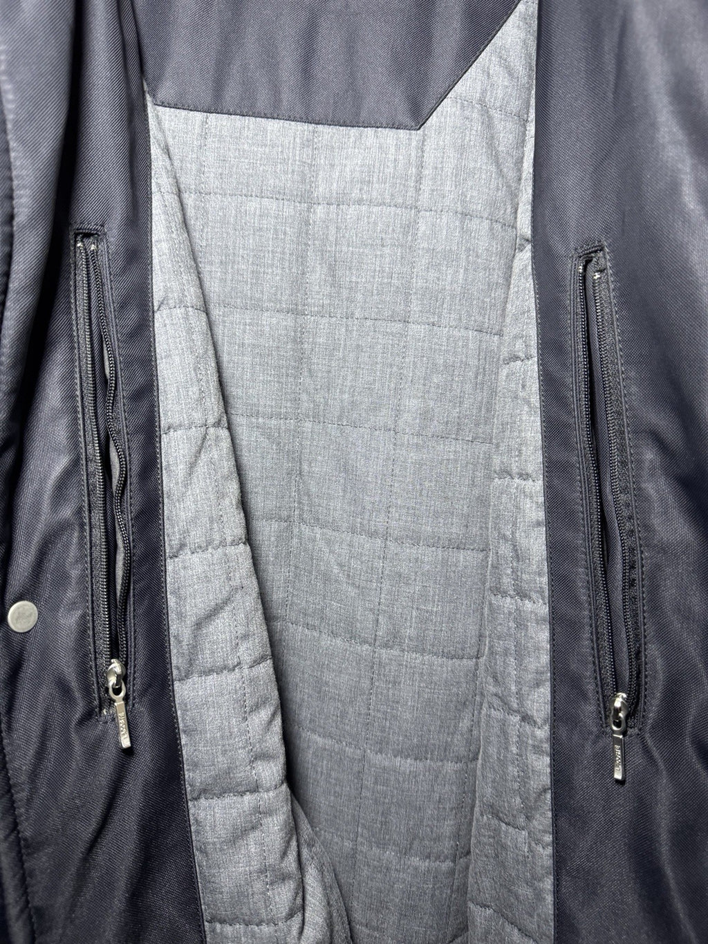 Lacoste Men's Vintage 54/5 Black Padded Car Coat Jacket Metal Croc Logo