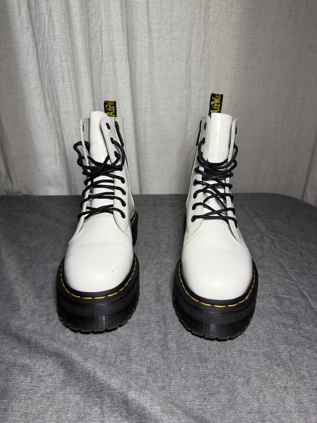 Dr. Martens Jadon White Polished Leather Size 38 Very Good Used 