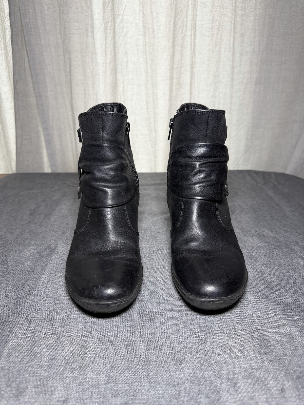 CAPRICE Black Leather Ankle Boots - EUR 38 UK 5 - "Walking on Air" Technology