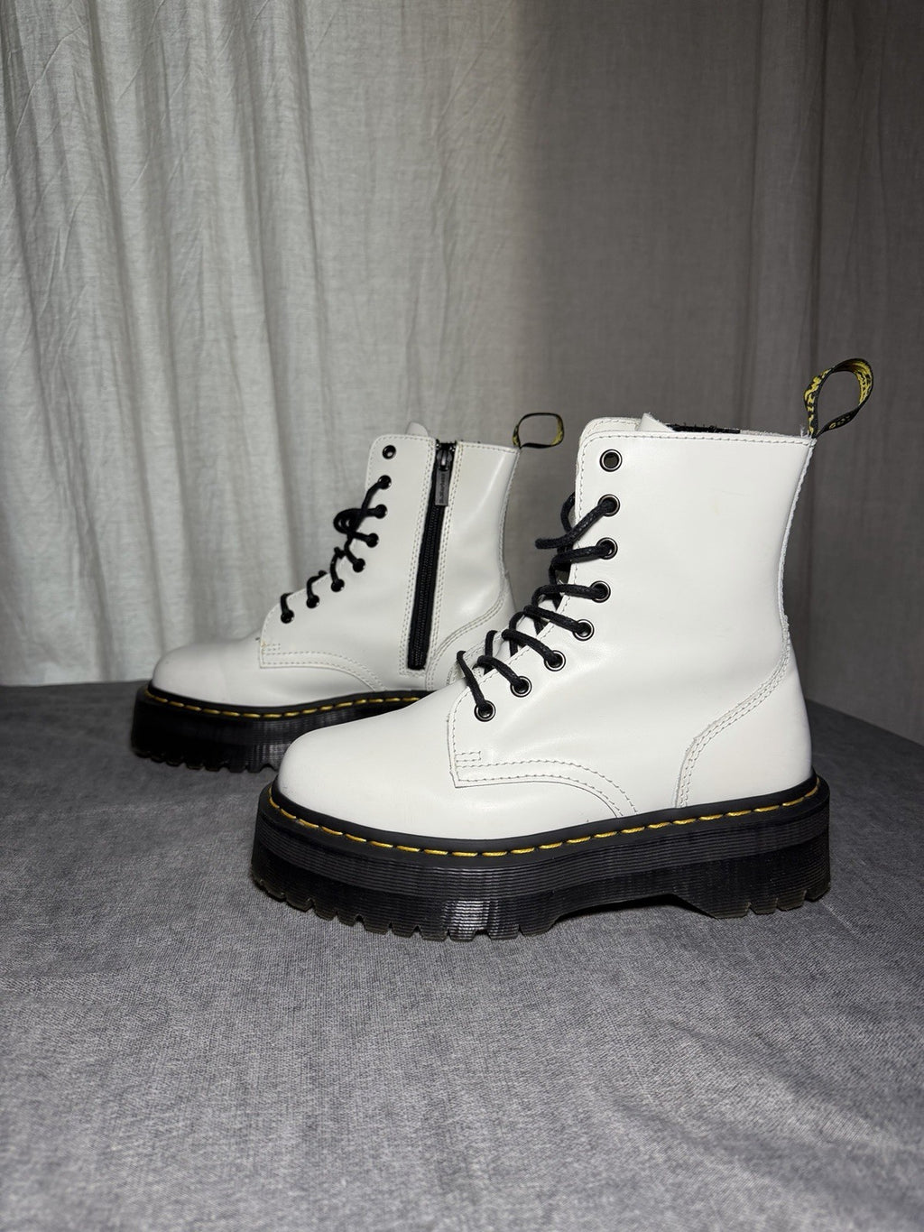 Dr. Martens Jadon White Polished Leather Size 38 Very Good Used 