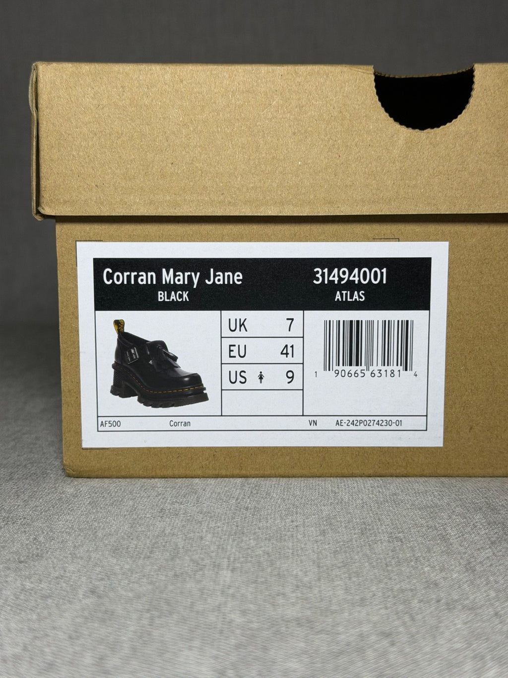 Dr Martens Corran Mary Jane Shoes Black Atlas Leather Chunky Platform EU 41 US 9