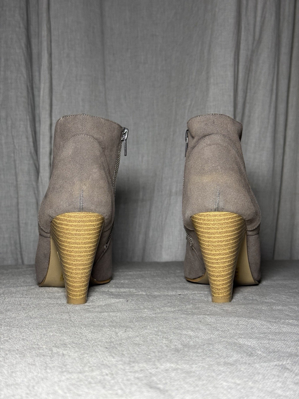 Anna Field Taupe Faux Suede Lace Up Heel Ankle Boots Womens EU 39 US 8.5