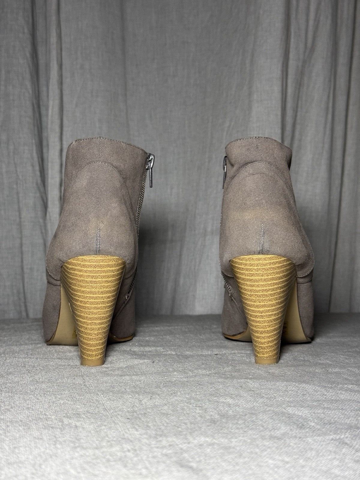 Anna Field Taupe Faux Suede Lace Up Heel Ankle Boots Womens EU 39 US 8.5