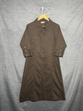 Brams Paris Womens Brown Cotton Utility Button Up Shirt Dress XL