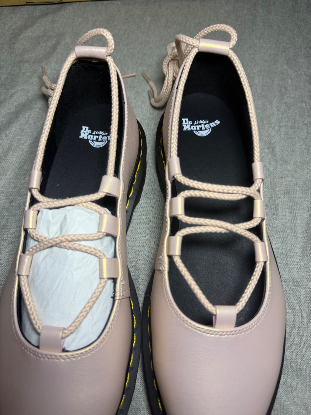 Dr. Martens Elphie II Powder Pink Iridescent Lace Up Ballet Flats EU 43 US 11