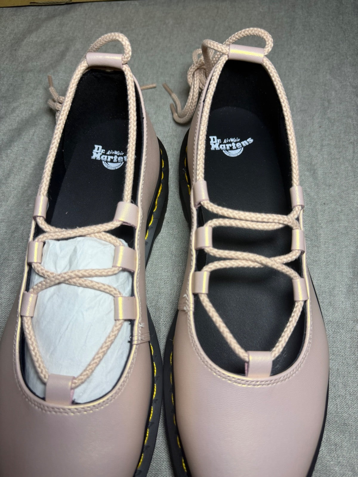 Dr. Martens Elphie II Powder Pink Iridescent Lace Up Ballet Flats EU 43 US 11
