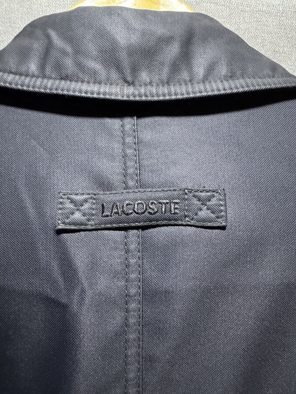 Lacoste Men's Vintage 54/5 Black Padded Car Coat Jacket Metal Croc Logo