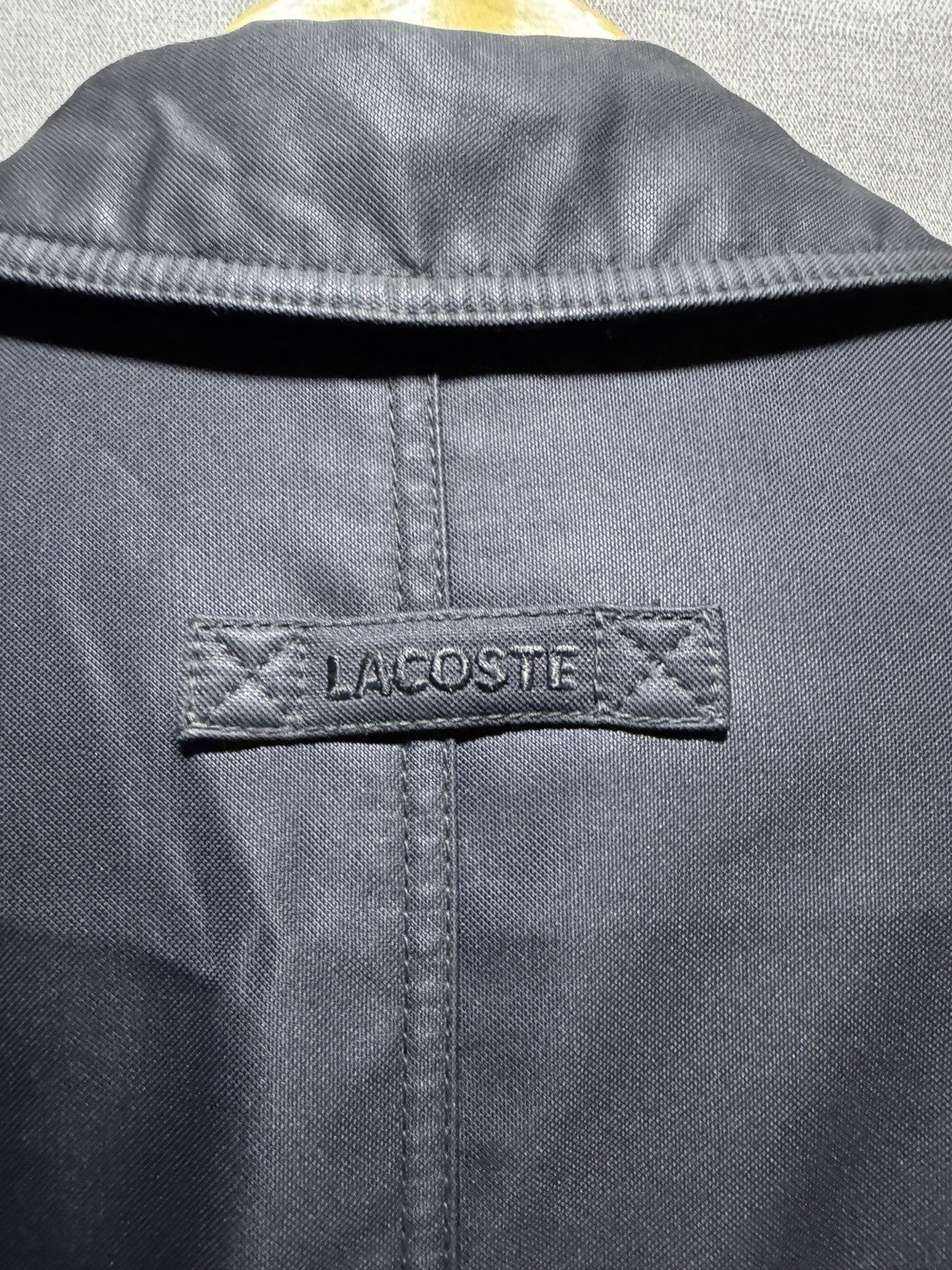 Lacoste Men's Vintage 54/5 Black Padded Car Coat Jacket Metal Croc Logo