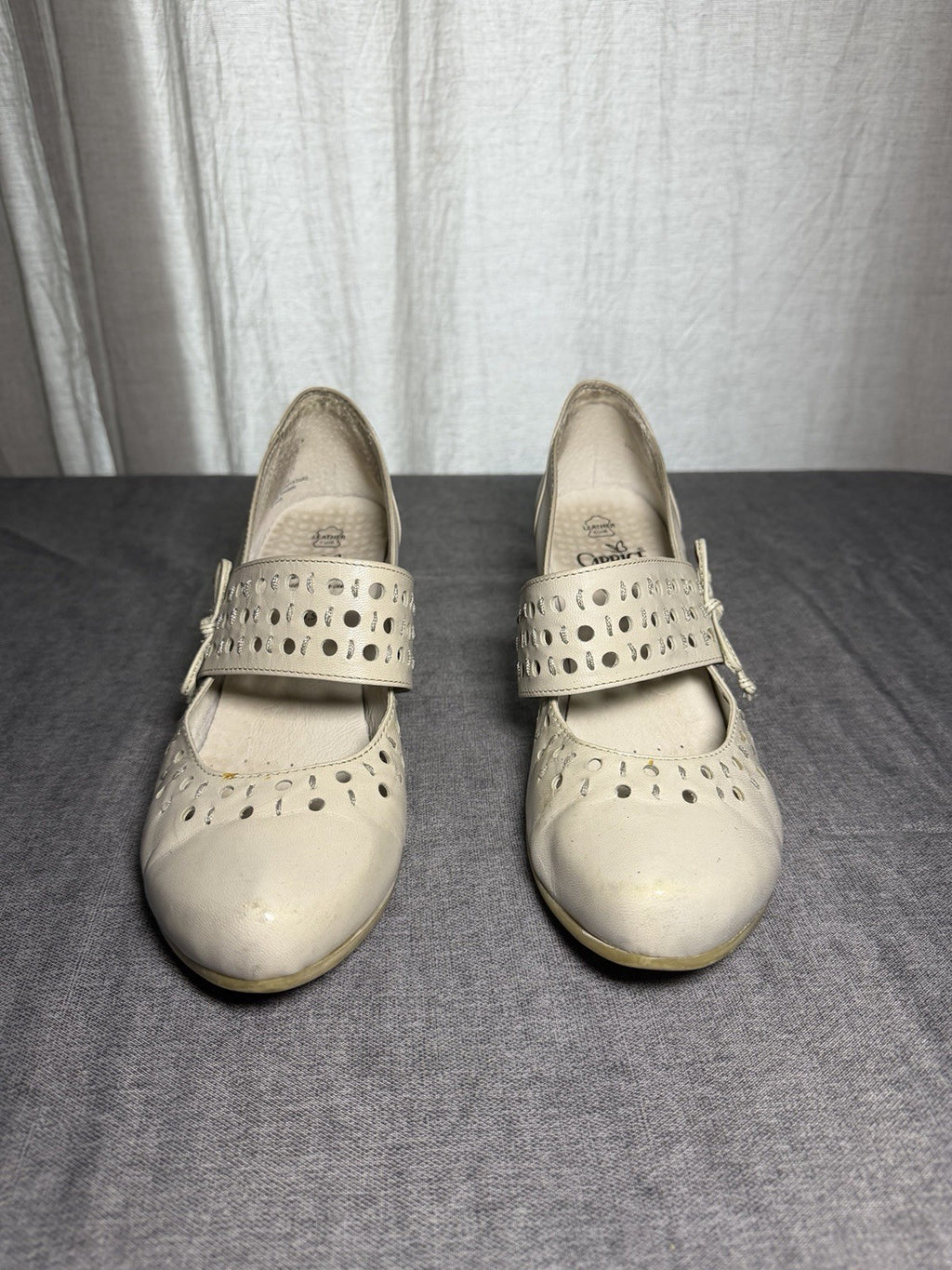 CAPRICE Cream Leather Mary Jane Heels - EUR 38.5 UK 5.5 - "Walking on Air"