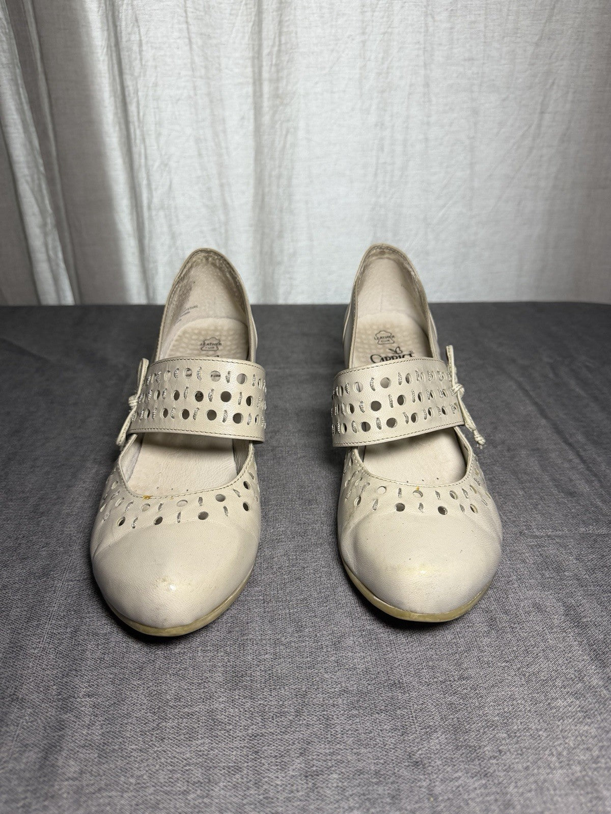 CAPRICE Cream Leather Mary Jane Heels - EUR 38.5 UK 5.5 - "Walking on Air"