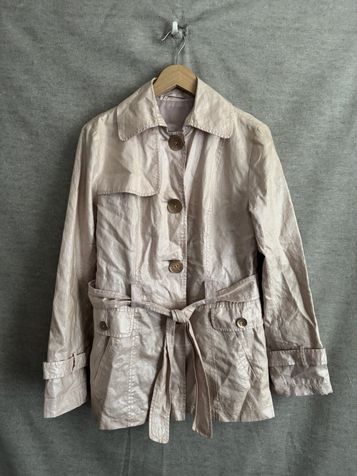 Betty Barclay Outdoor Women's Shimmer Crinkle Belt Trench Coat Jacket EU 36 US 6
