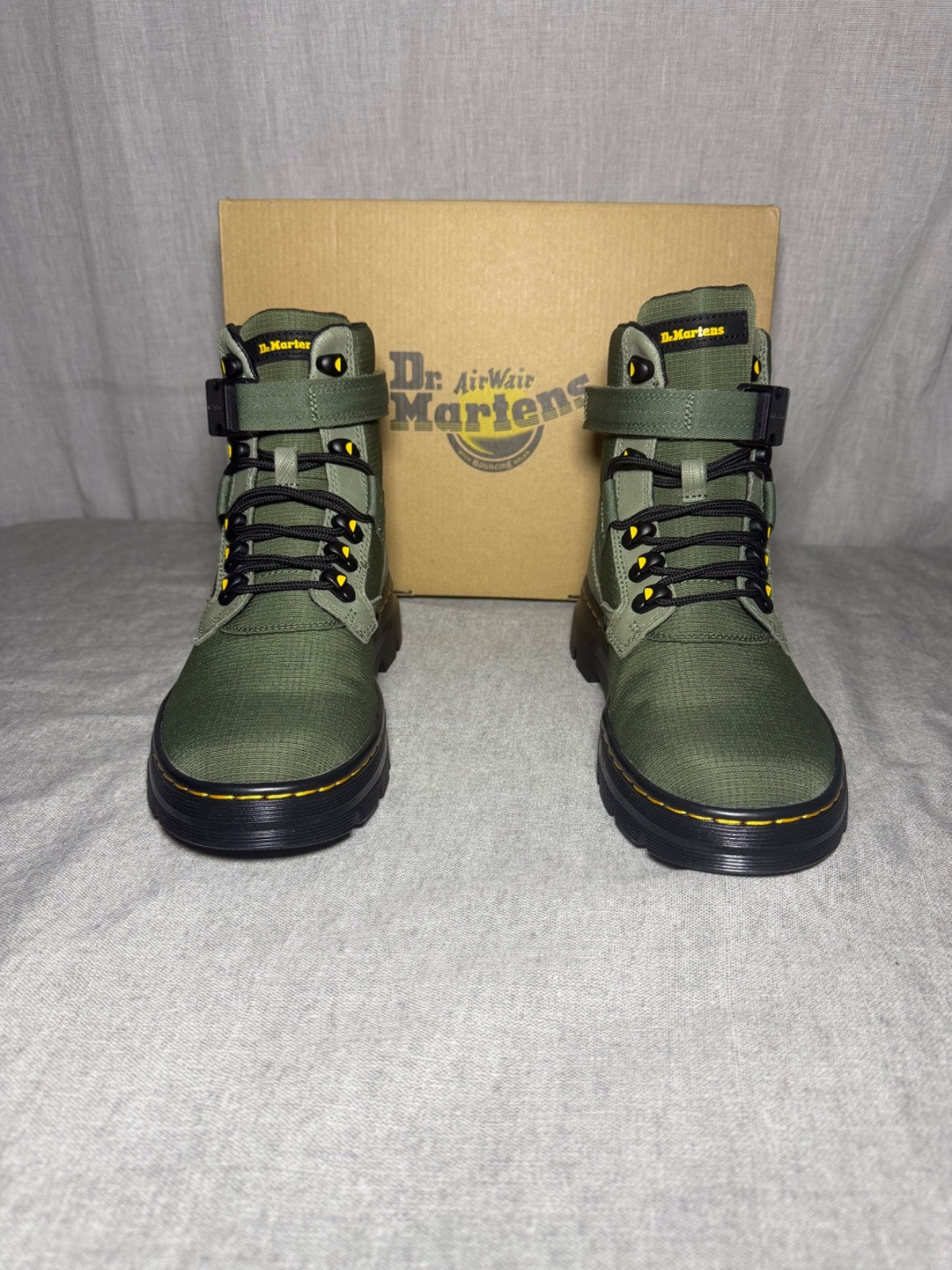 Dr Martens Combs Tech II Utility Boots Khaki Green Ripstop Womens EU 37 US 6 New