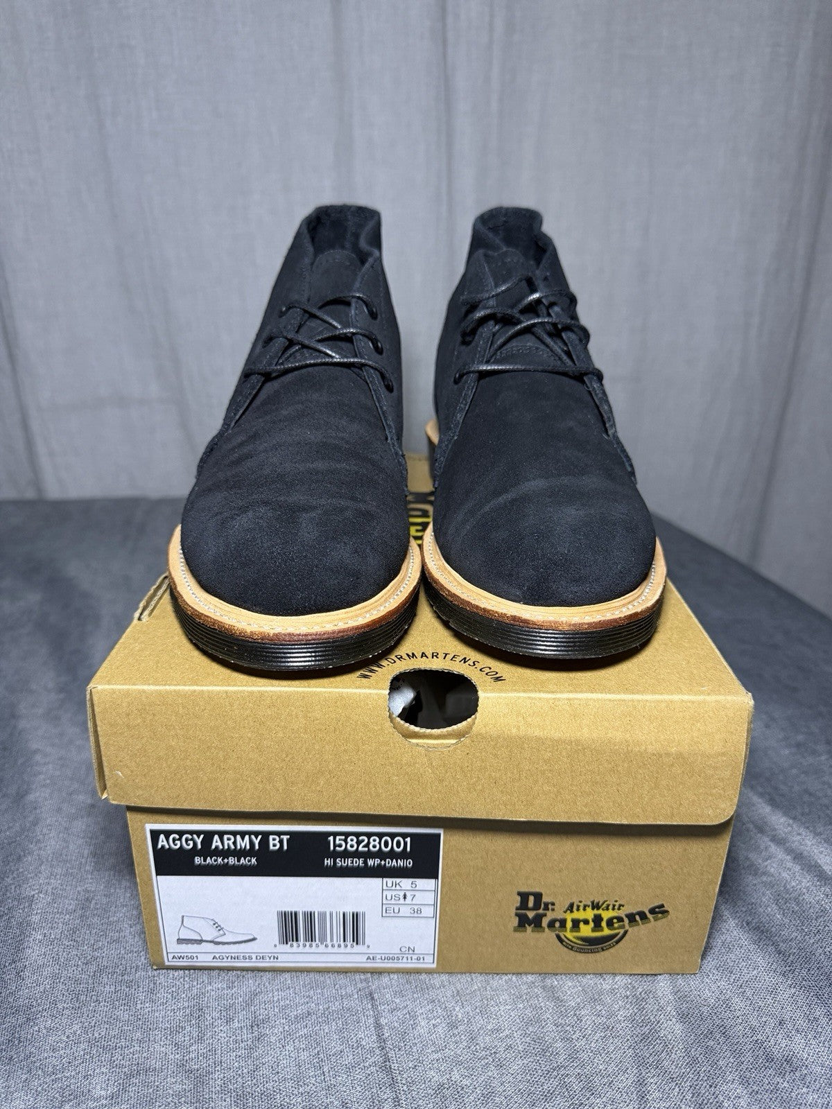 Dr Martens Agyness Deyn Aggy Army Chukka Boots Black Suede Womens EU 38 US 7 New