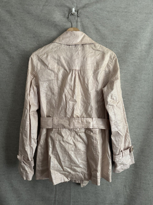 Betty Barclay Outdoor Women's Shimmer Crinkle Belt Trench Coat Jacket EU 36 US 6