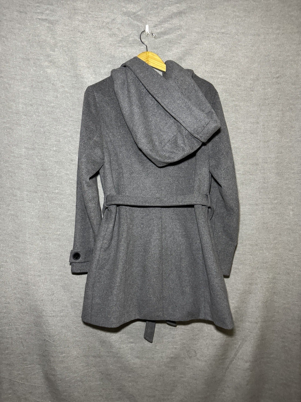 BONITA Womens Grey Wool Blend Coat Hooded Double Breasted Belted Jacket EU 38 M