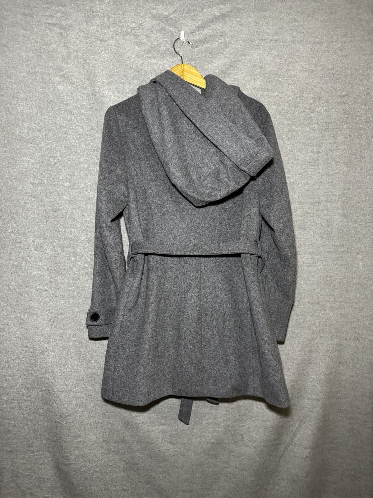 BONITA Womens Grey Wool Blend Coat Hooded Double Breasted Belted Jacket EU 38 M
