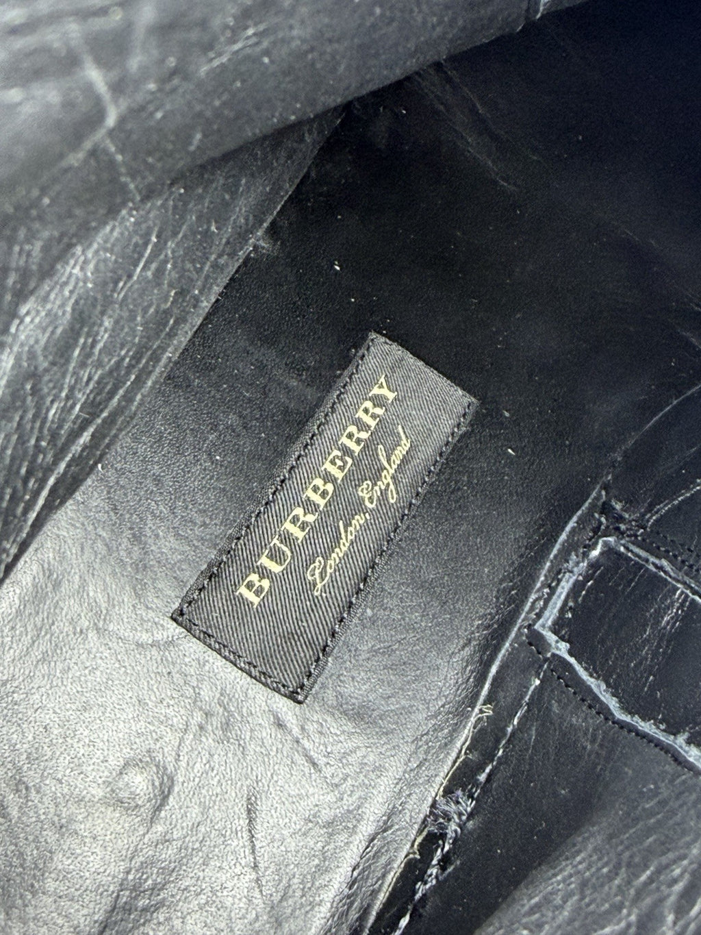 Burberry PR Whitchester Weather Boot Schwarz Gold Nieten Reißverschluss EU 38